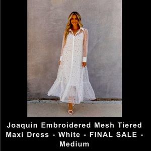 Vici White Embroidered Polka Dot dress with slip! Size medium!